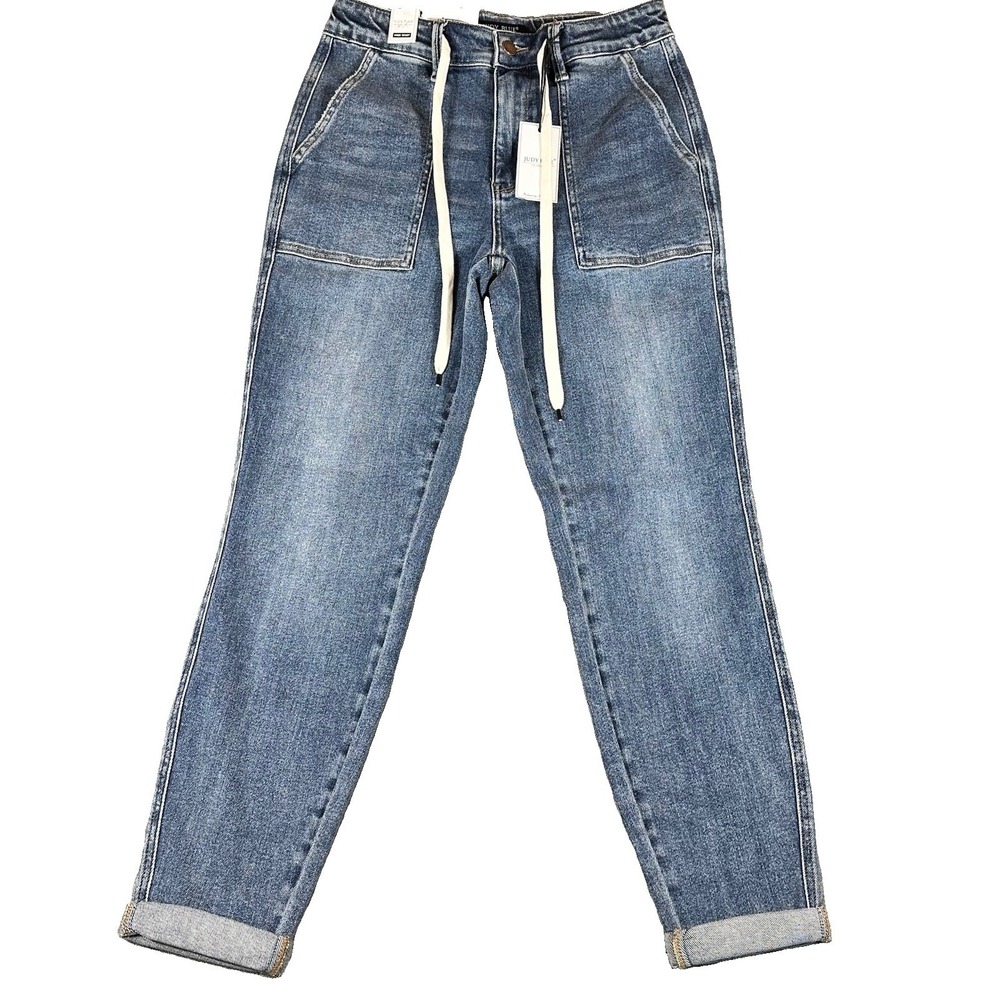 Judy Blue Jogger Jeans Drawstring Stretch Denim 5 / 27 Big Pockets Y2K Relaxed